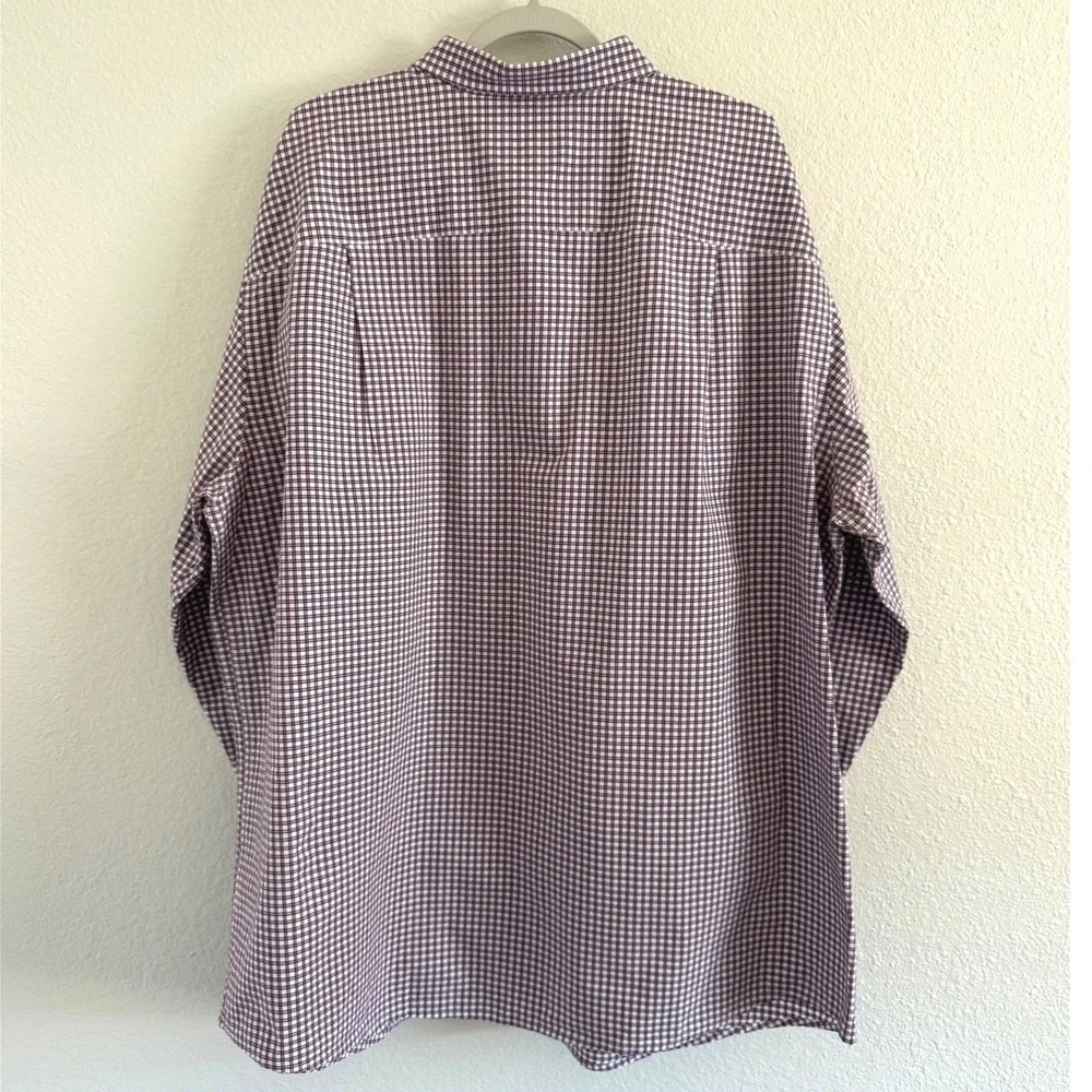 Oak Hill‎ Mens 2XLT Purple Gingham Plaid Button Down Shirt Wrinkle Free Cool Dry